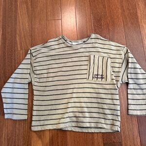 Zara Striped Kids Shirt - Green and Black Size 5 years